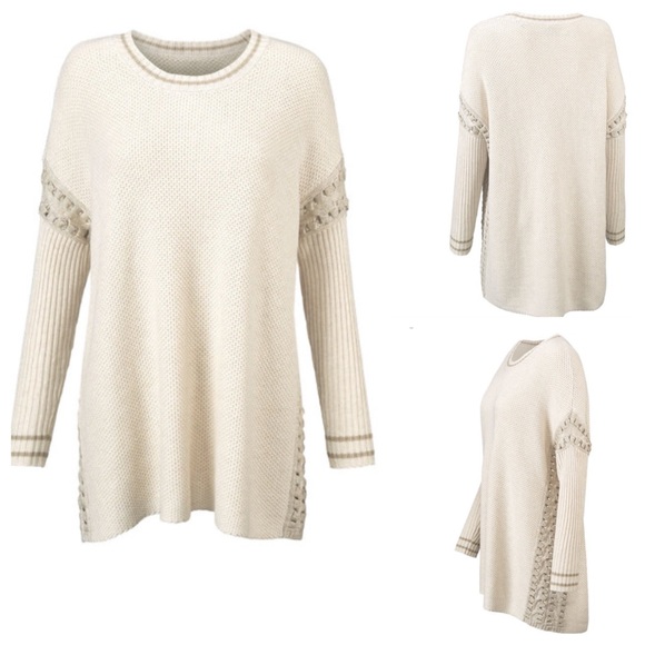 Cabi Slip Stitch Sweater 3682 Grey Sz M - Picture 2 of 6